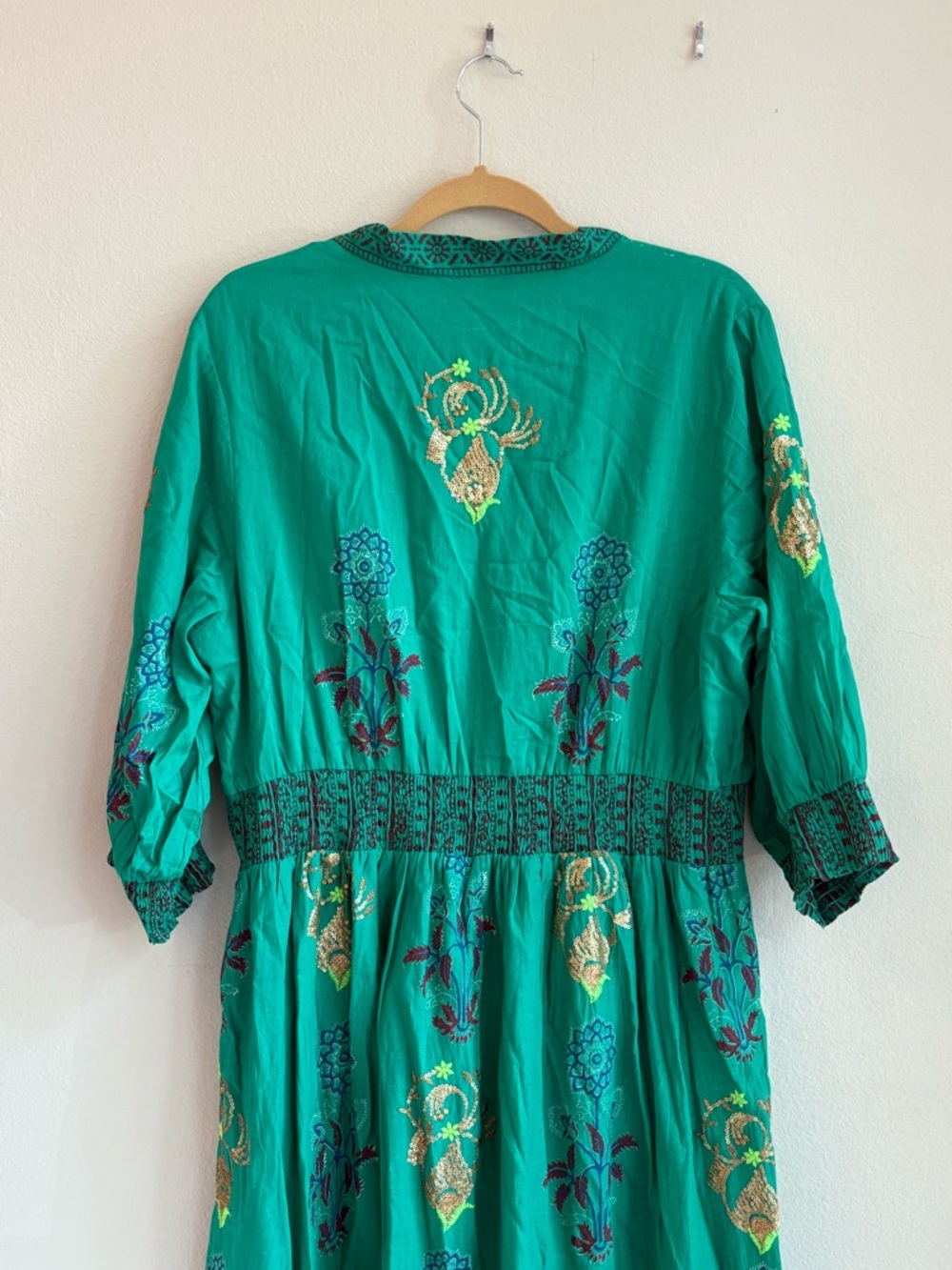 Oliphant Golden Rod Green Embroidered Maxi Dress - Picture 6 of 7